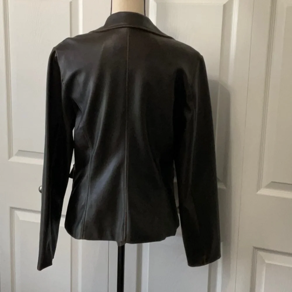 Rampage Dark Brown Faux Leather Blazer Jacket, Worn look, Large - Picture 3 of 9